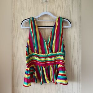 BB Dakota Colorful Stripe V-Neck Top - NWOT